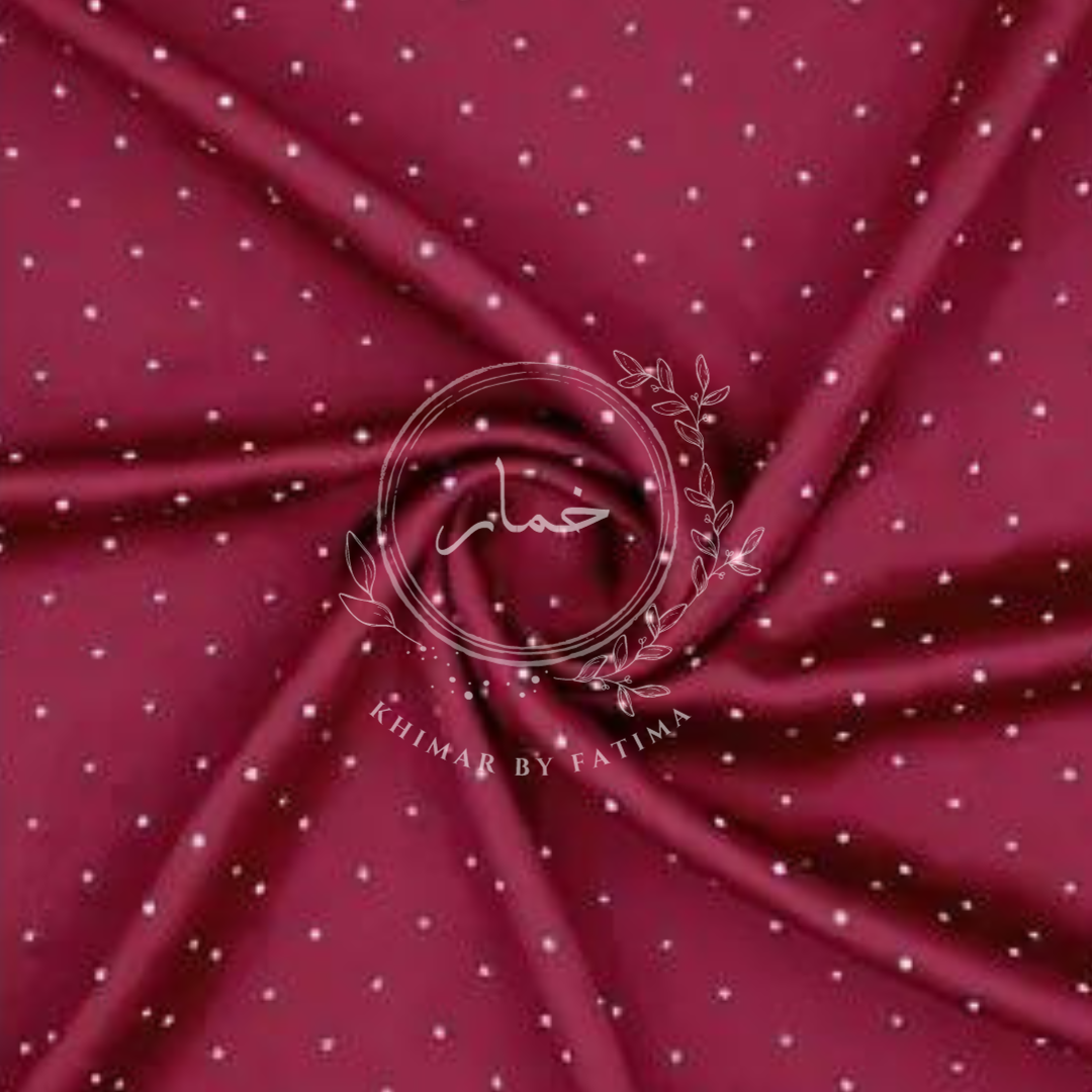 Embellished Silk Hijab - Maroon