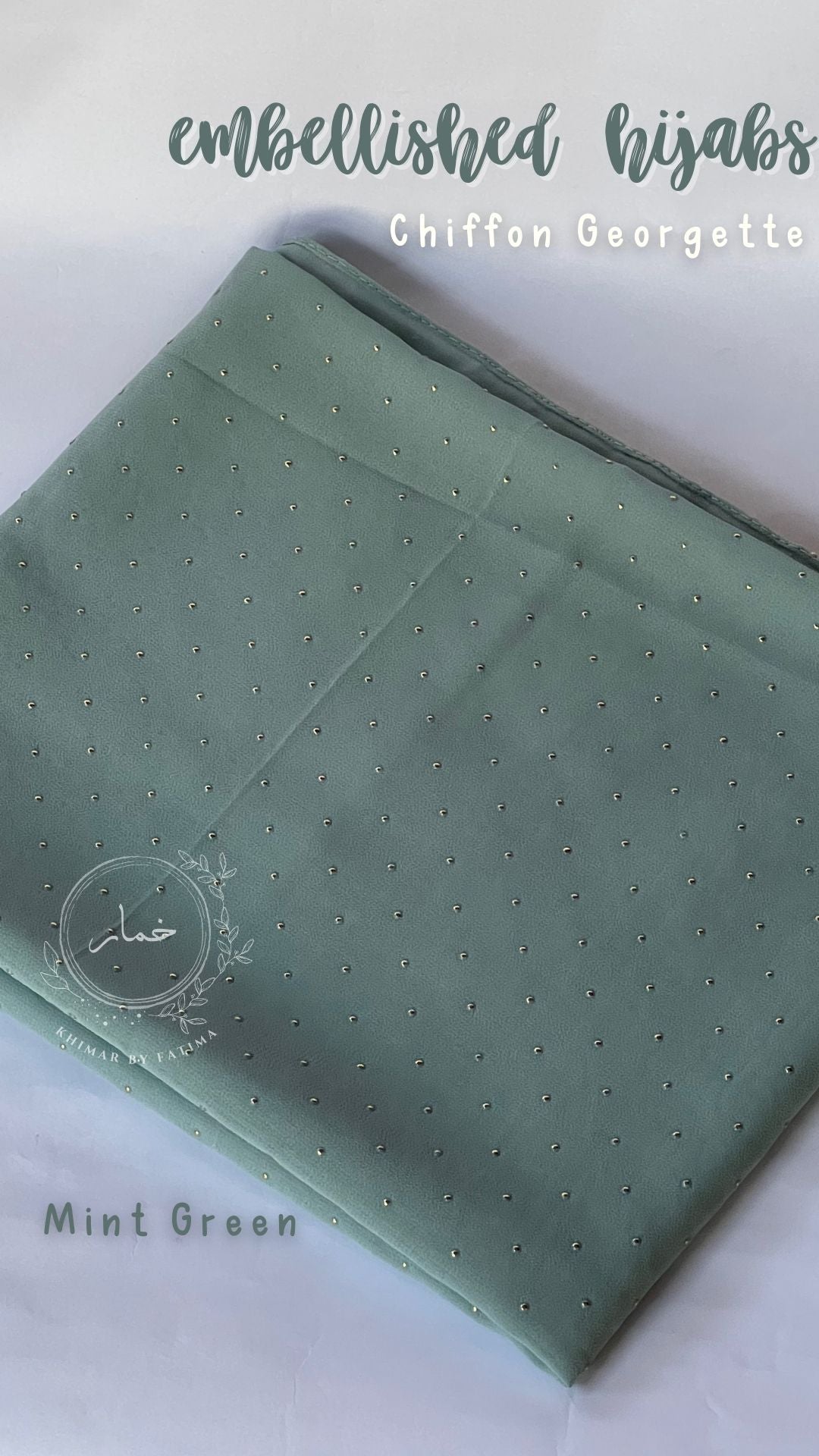 Embellished Chiffon Georgette - Mint Green