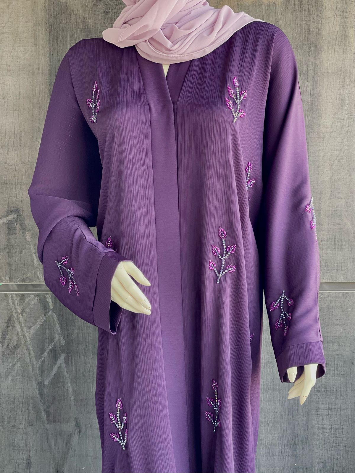 Purple Leafy Abaya