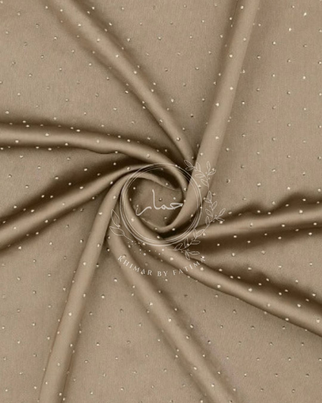 Embellished Silk Hijab - Taupe