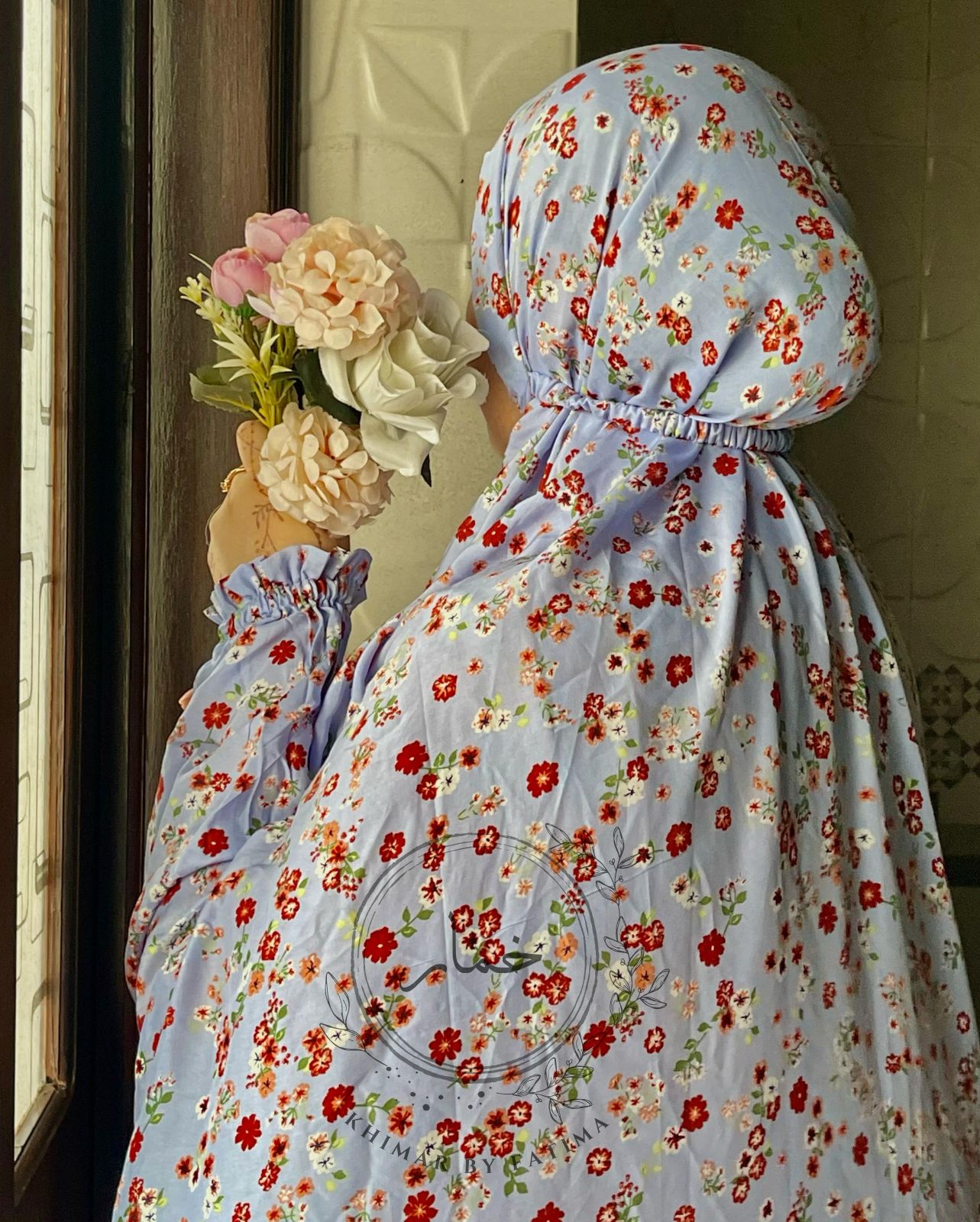 Printed Prayer Gown with Sleeves- Iris