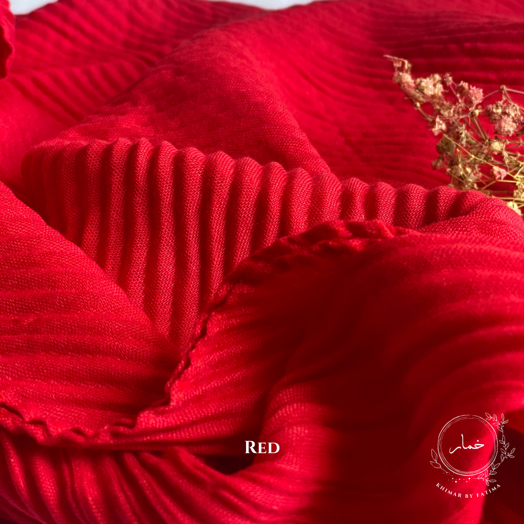 Cross Crinkle Hijab - Red