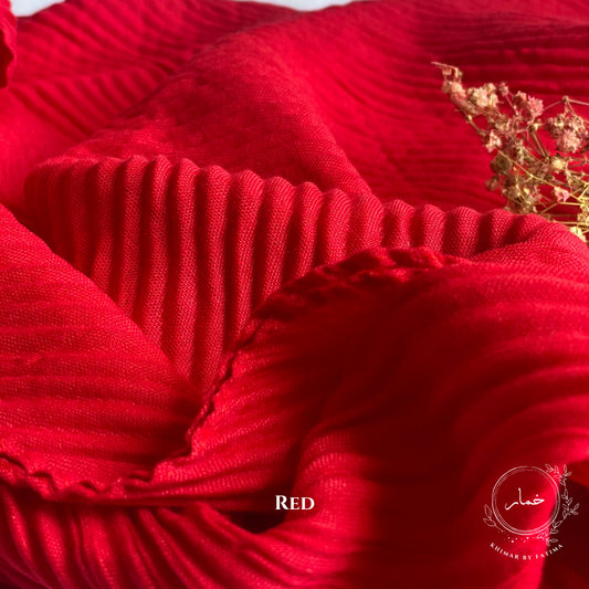 Cross Crinkle Hijab - Red