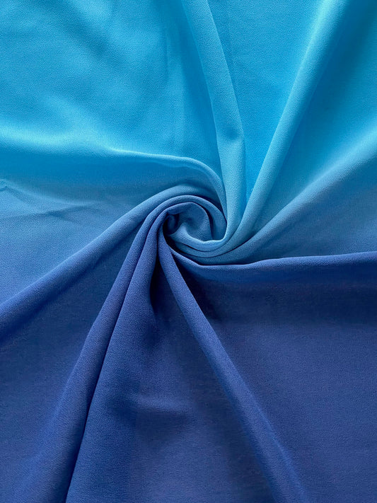 Ombre Chiffon Georgette Hijab - Oceanic Blue