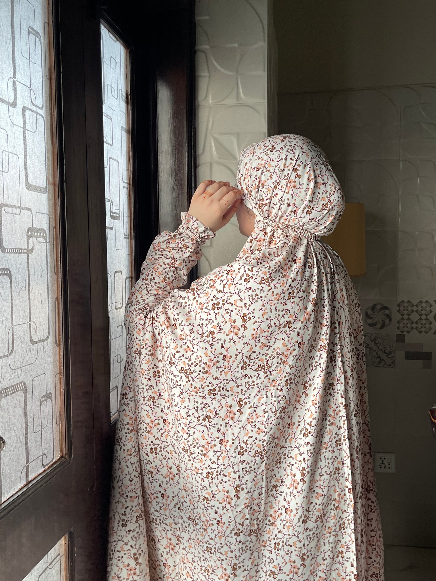 Printed Prayer Gown with Sleeves- حیا