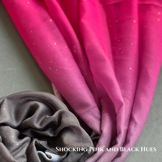 Ombre Lawn Hijabs - Shocking Pink and Black Hues