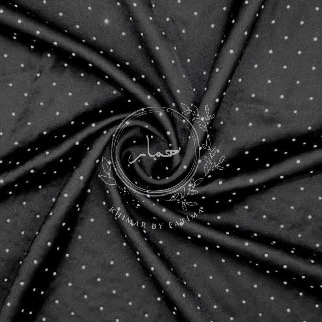 Embellished Silk Hijab - Black