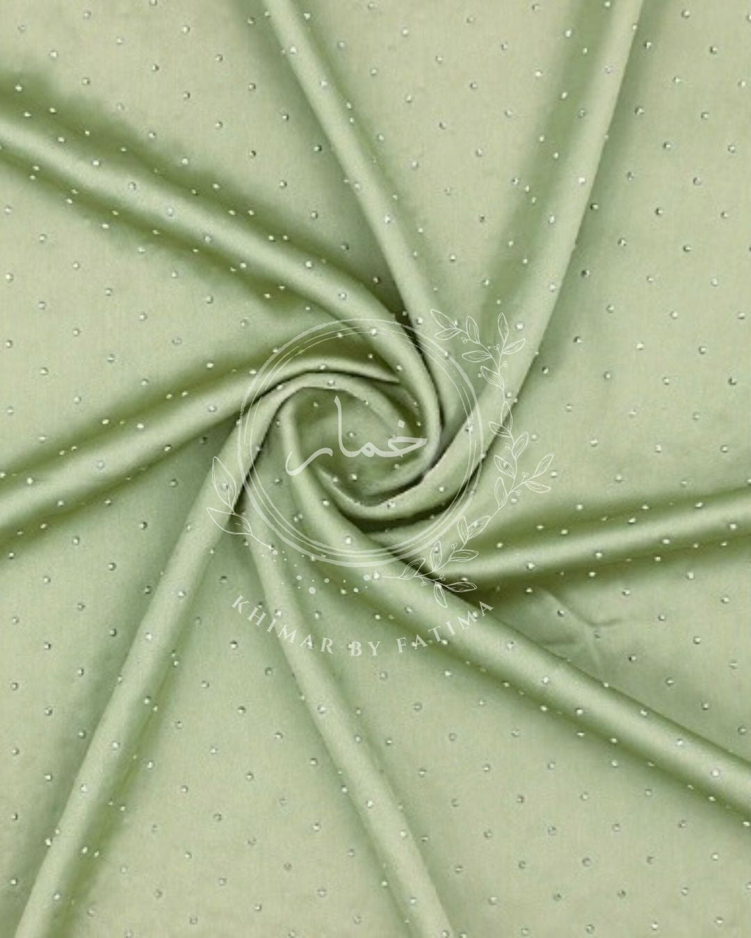 Embellished Silk Hijab - Mint Green